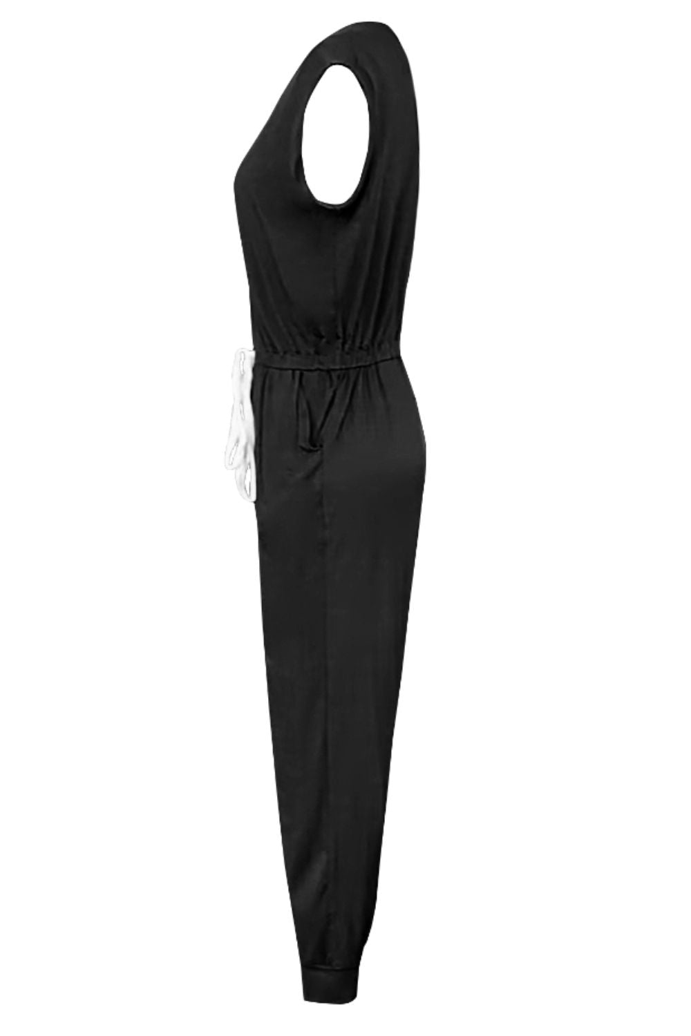 Drawstring Round Neck Sleeveless Jumpsuit - The Boutie Shop