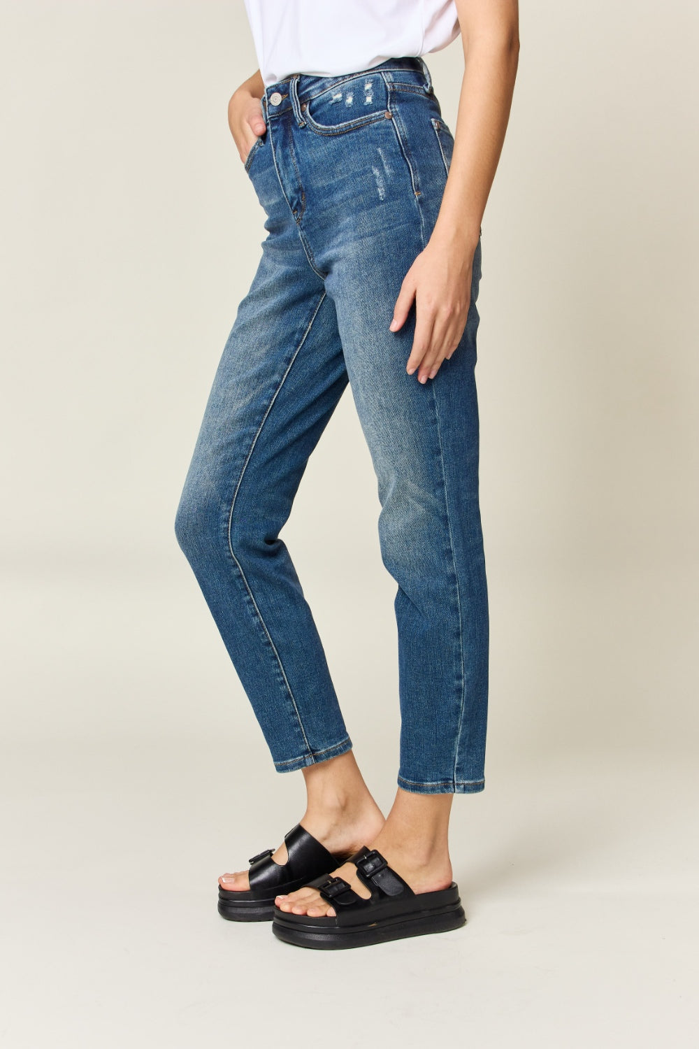 Judy Blue Full Size Tummy Control High Waist Slim Jeans - The Boutie Shop