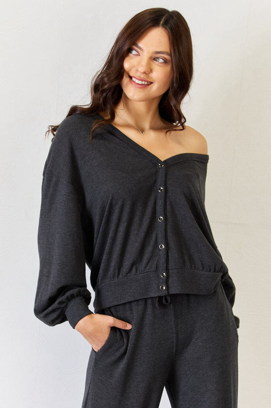 RISEN Ultra Soft  Button Up Long Sleeve Lounge Cardigan - The Boutie Shop