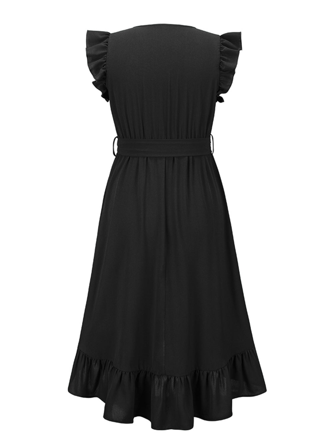 Tied Surplice Ruffle Hem Dress - The Boutie Shop