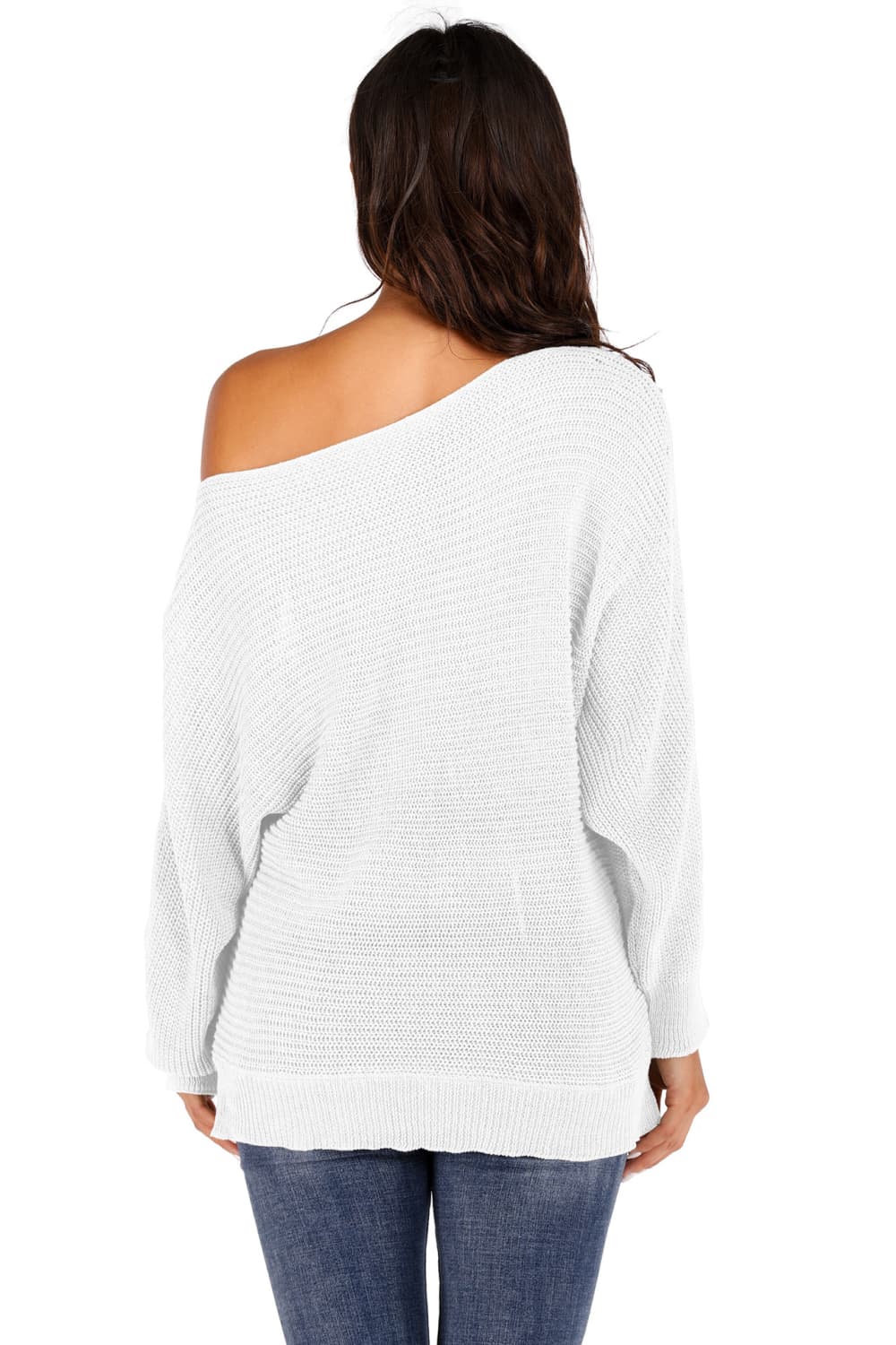 One Shoulder Dolman Sleeve Sweater - The Boutie Shop