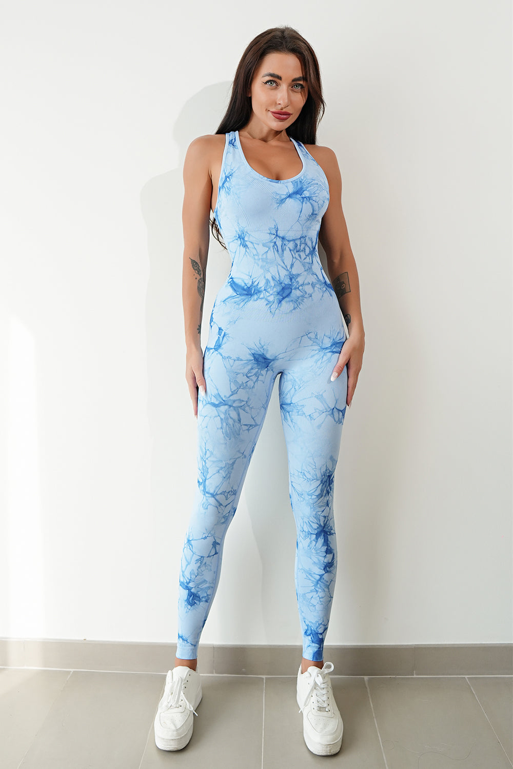 Printed Crisscross Wide Strap Jumpsuit - The Boutie Shop