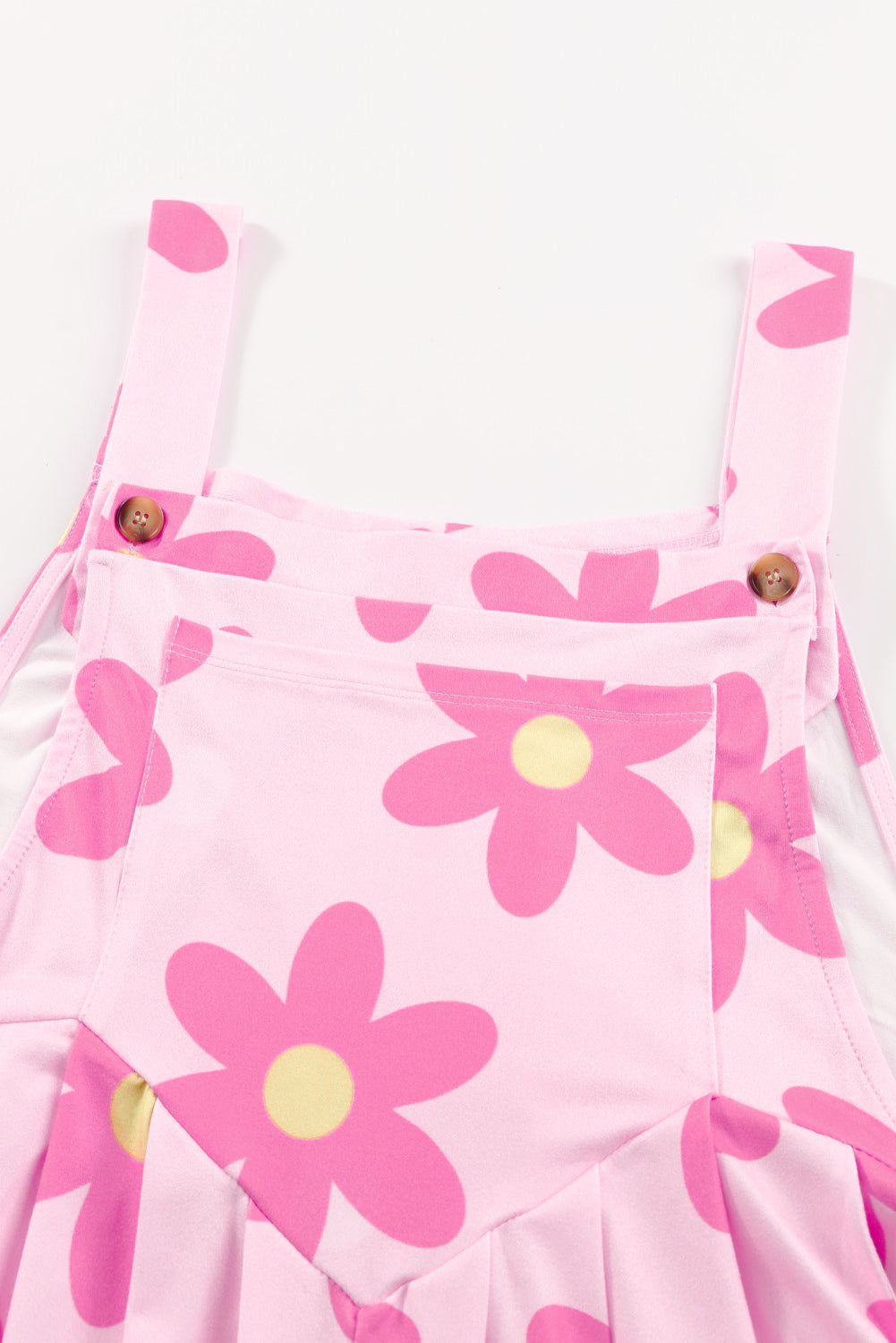 Pocketed Flower Wide Strap Overall - The Boutie Shop