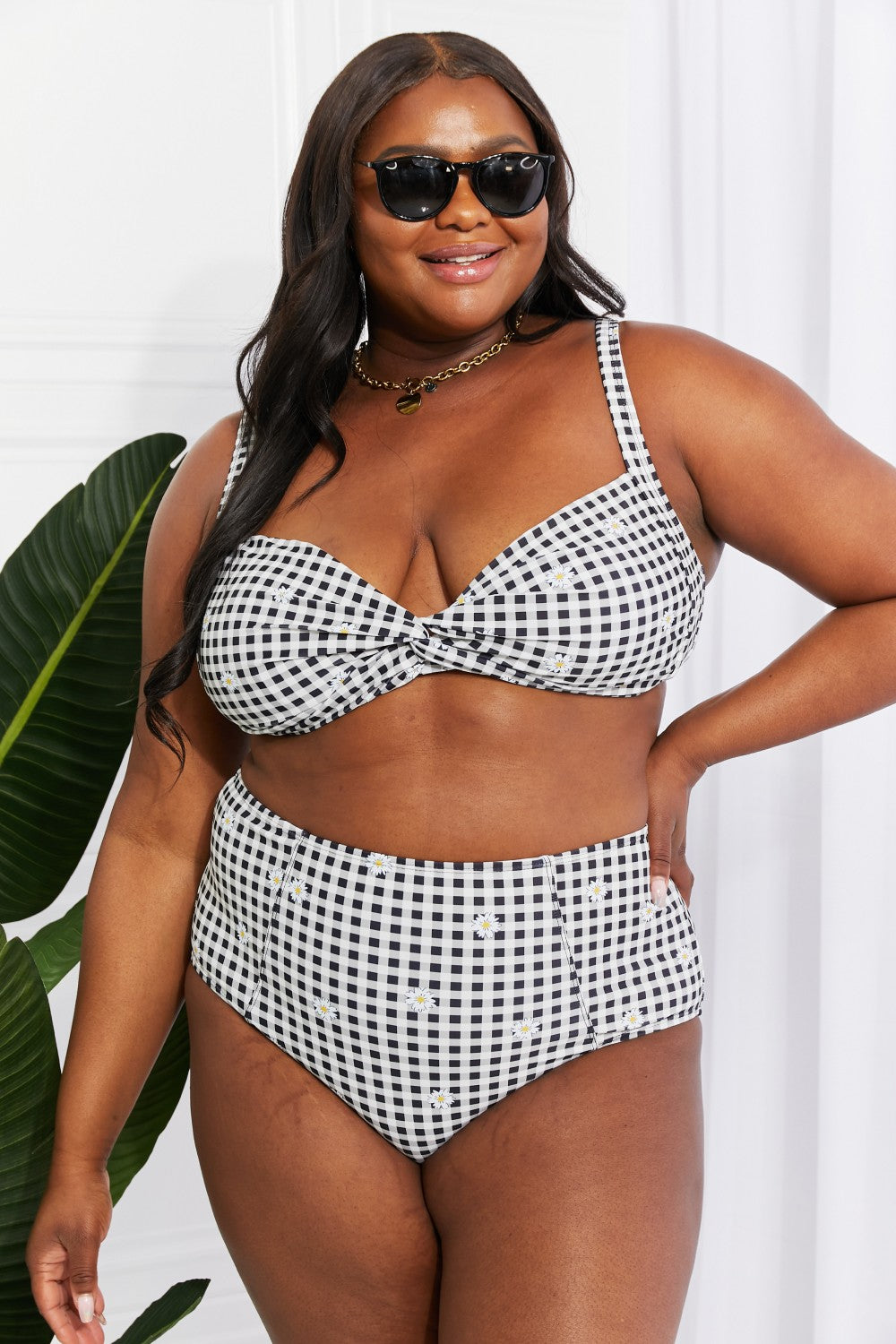 Marina West Swim Take A Dip Twist High-Rise Bikini in Black - The Boutie Shop