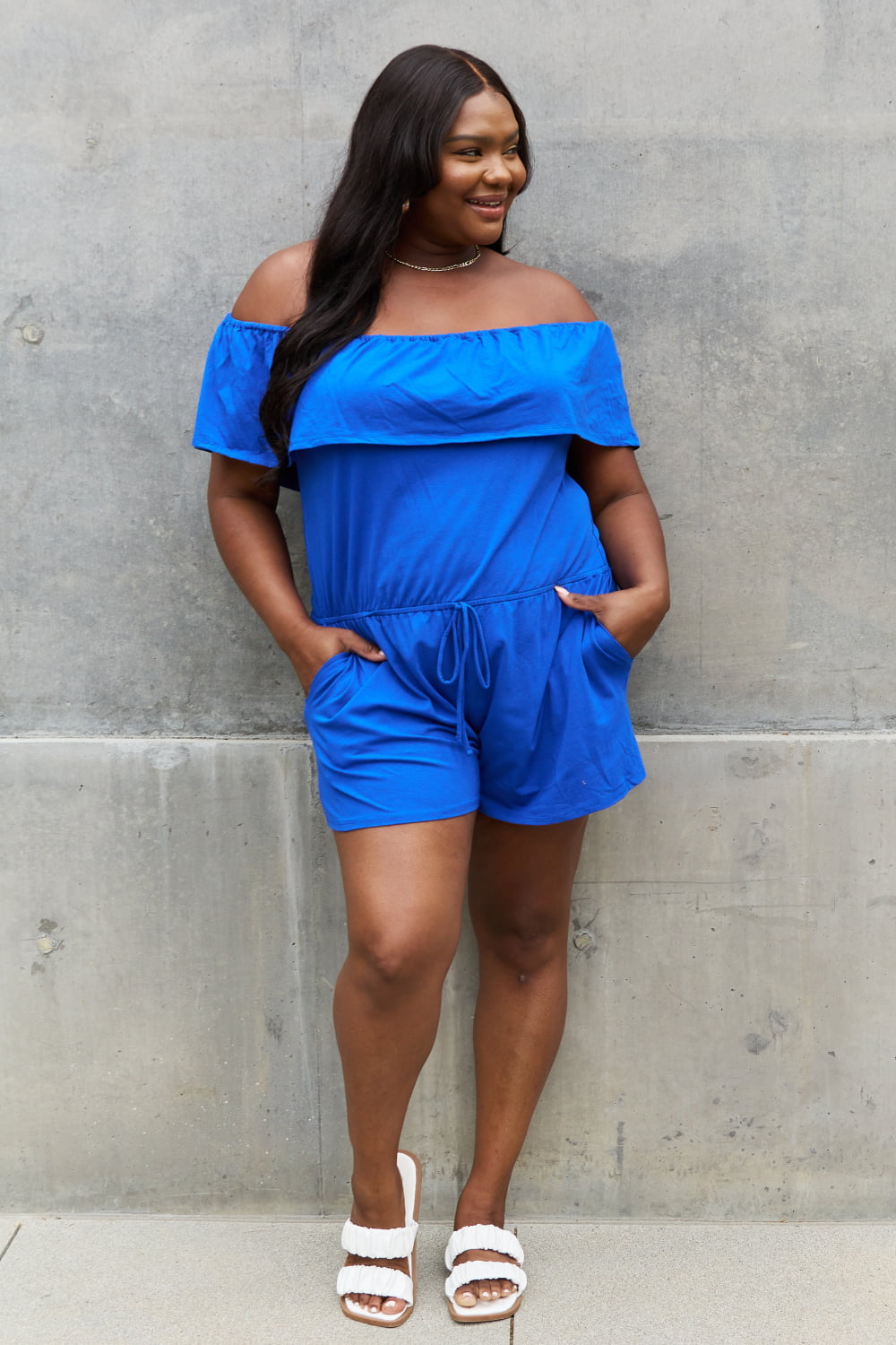 Culture Code Full Size Off The Shoulder Romper - The Boutie Shop