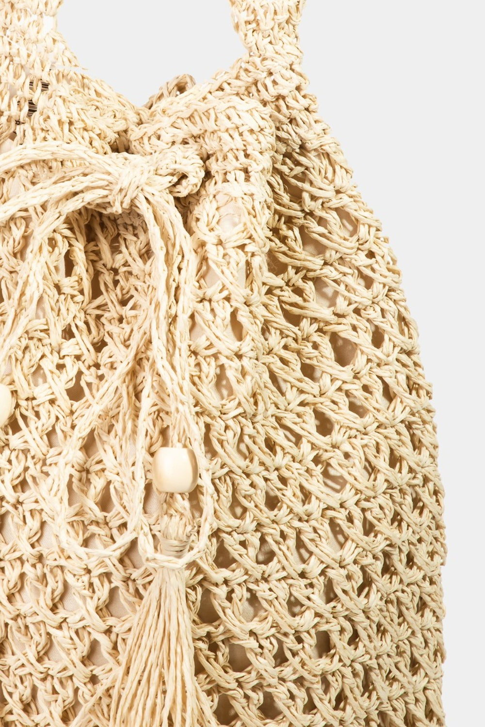 Fame Straw Braided Drawstring Tote Bag with Tassel - The Boutie Shop