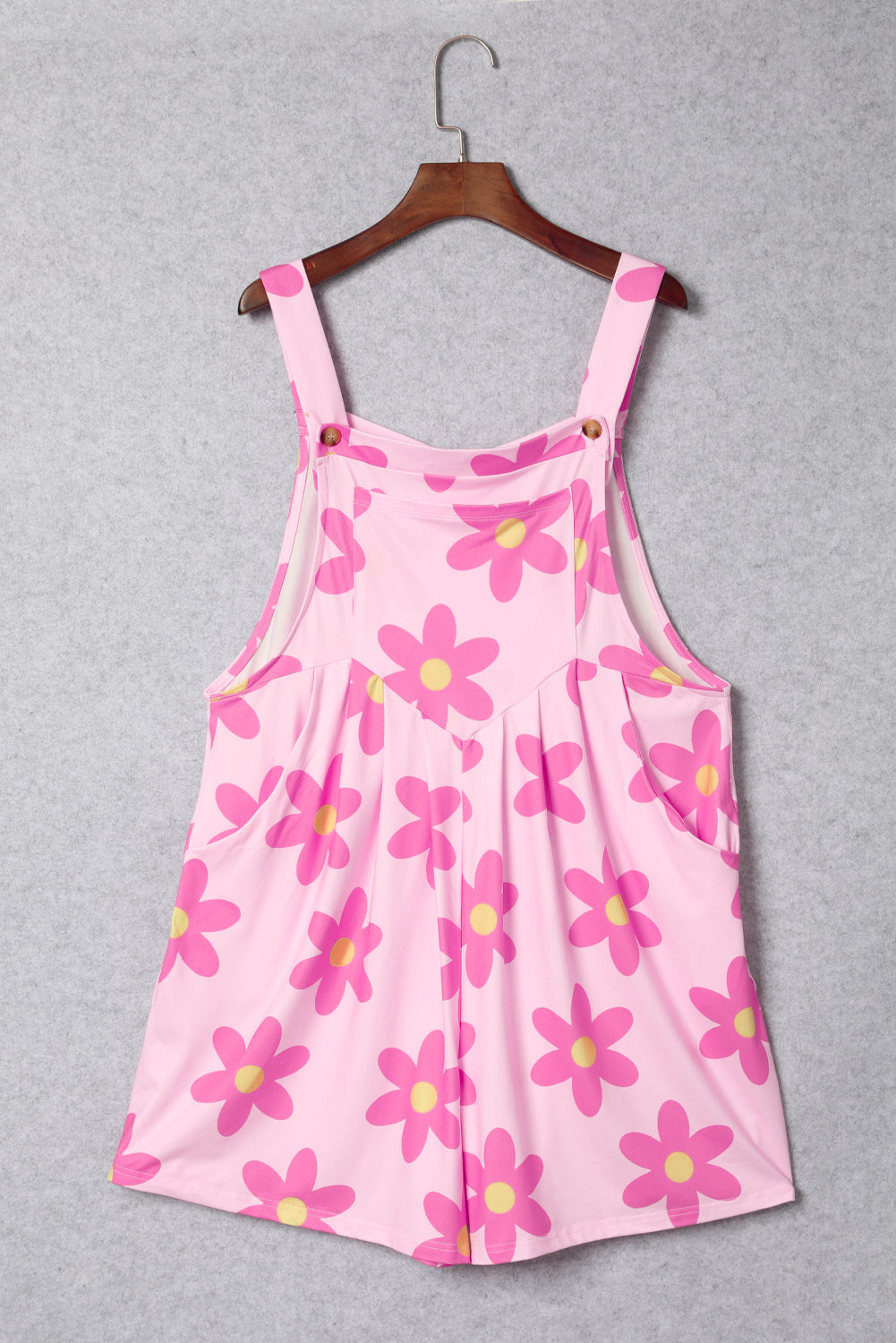 Pocketed Flower Wide Strap Overall - The Boutie Shop