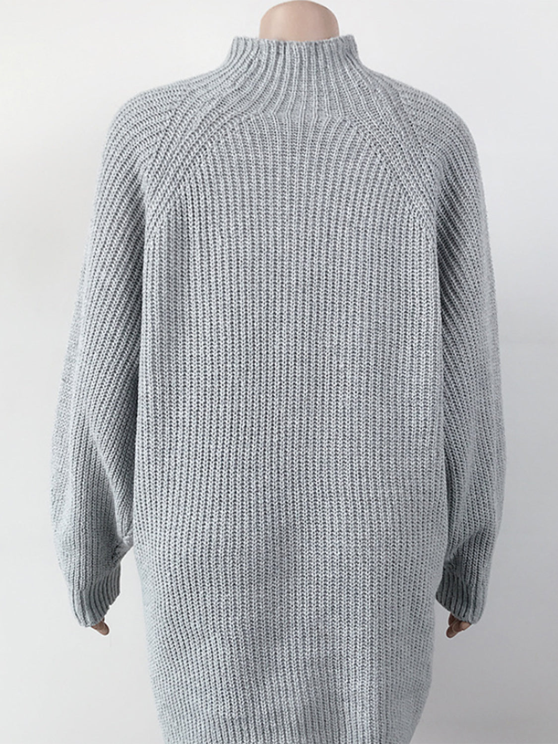 Mock Neck Dropped Shoulder Sweater Dress - The Boutie Shop