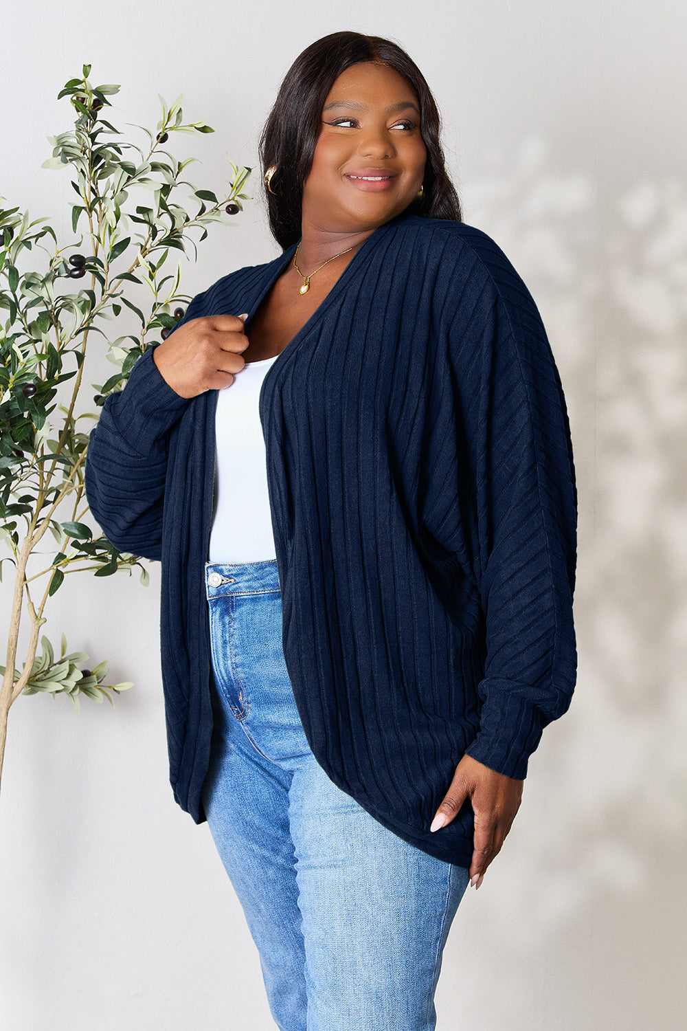 Basic Bae Full Size Ribbed Cocoon Cardigan - The Boutie Shop