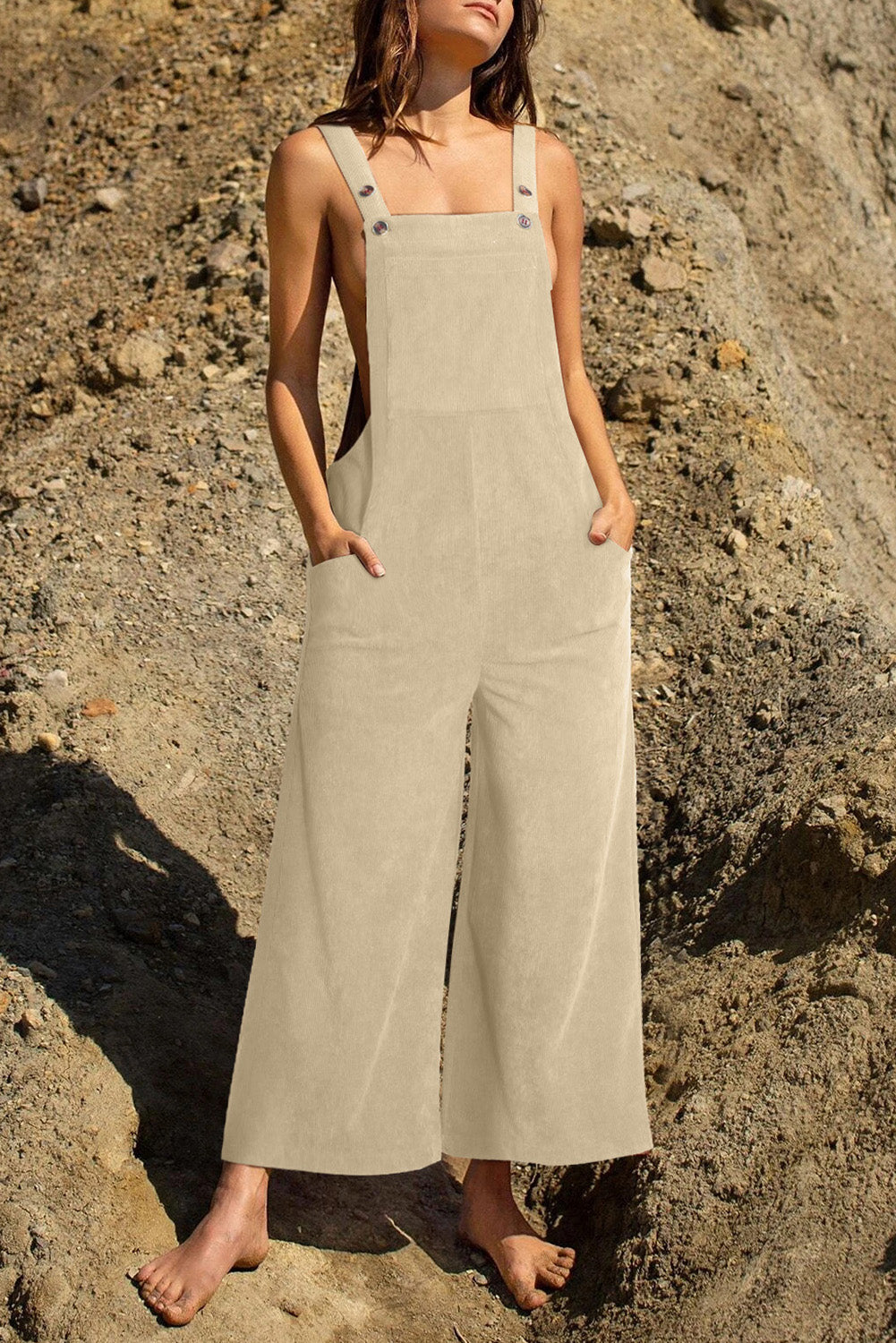 Pocketed Wide Leg Overall - The Boutie Shop