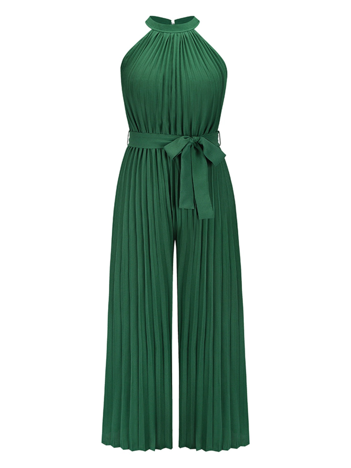 Cutout Tied Pleated Sleeveless Jumpsuit - The Boutie Shop