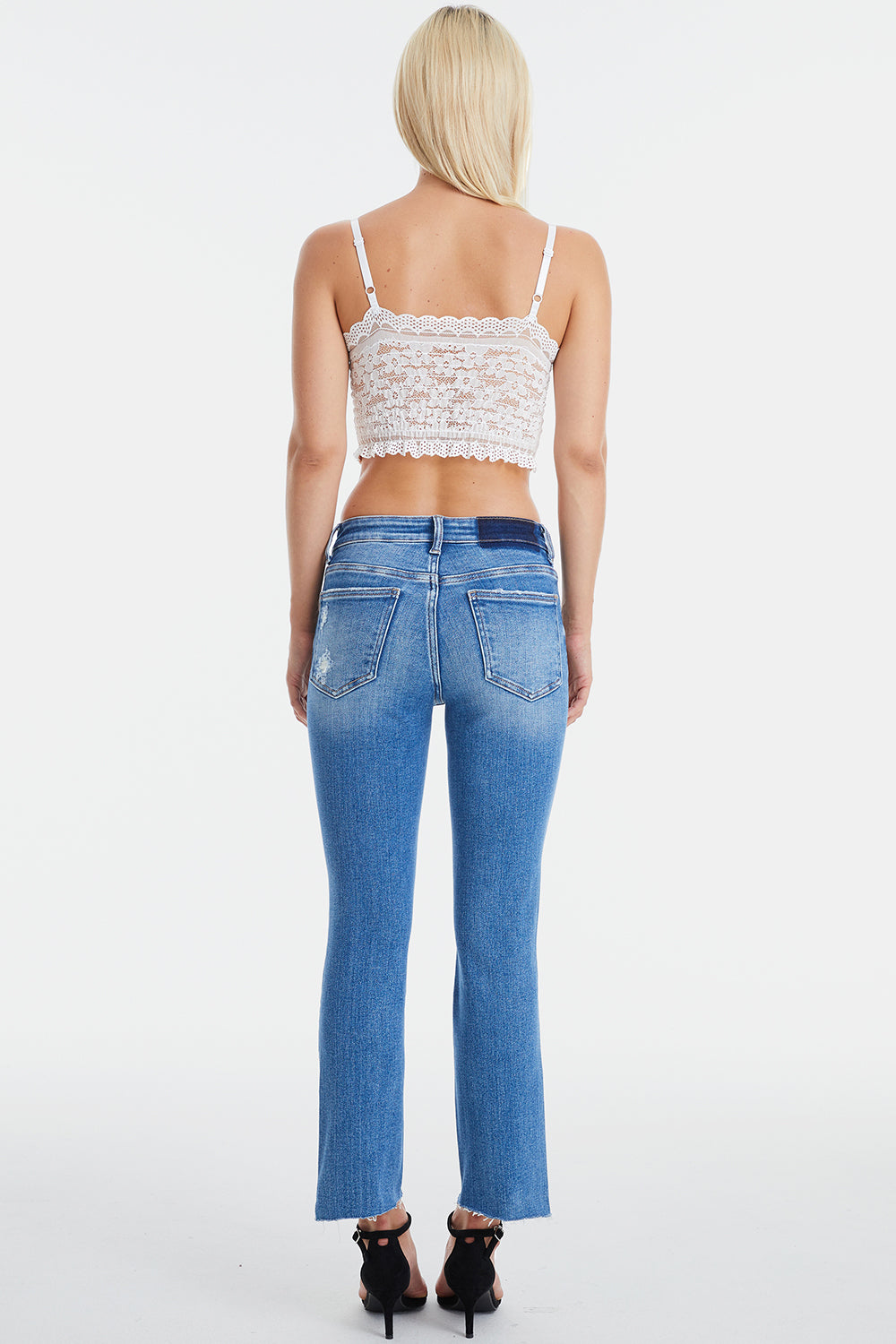 BAYEAS Full Size Mid Waist Distressed Ripped Straight Jeans - The Boutie Shop