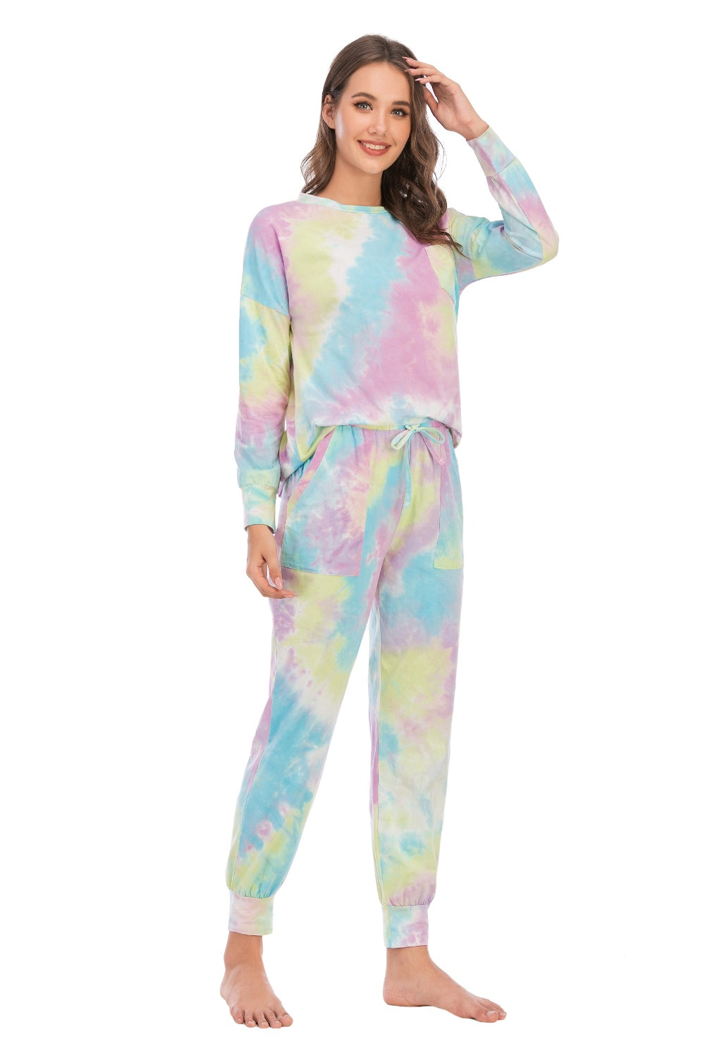 Tie-Dye Top and Pants Lounge Set - The Boutie Shop