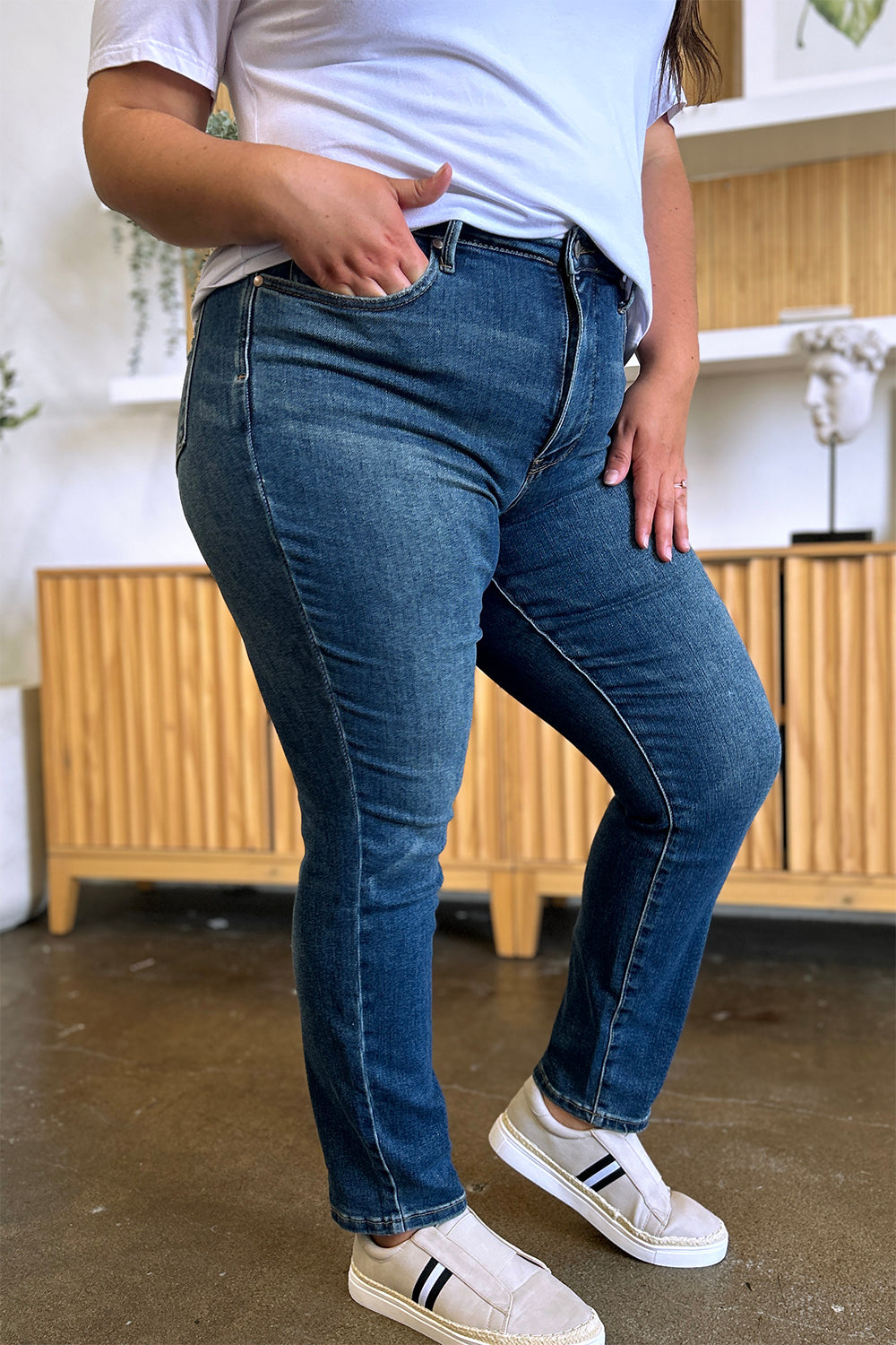 Judy Blue Full Size Tummy Control High Waist Slim Jeans - The Boutie Shop