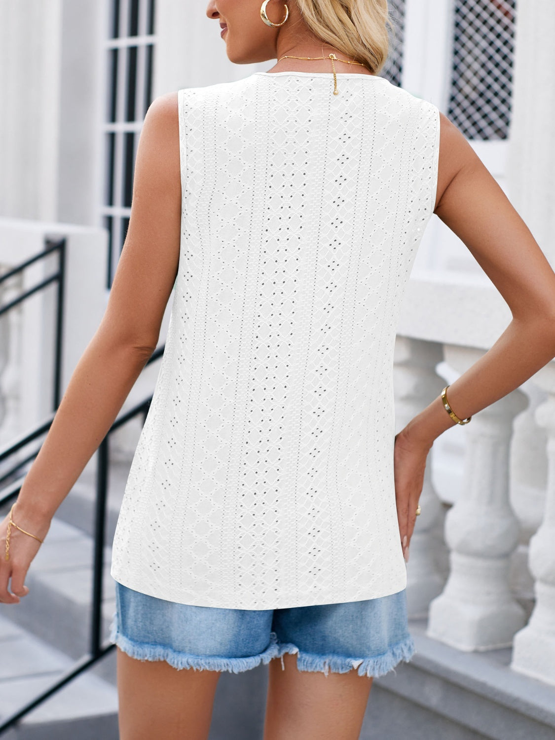 Lovelet Eyelet V-Neck Tank - The Boutie Shop