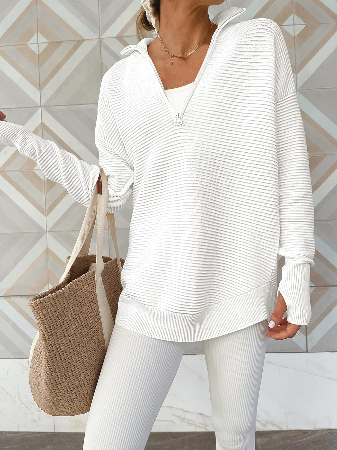 Half Zip Long Sleeve Knit Top - The Boutie Shop