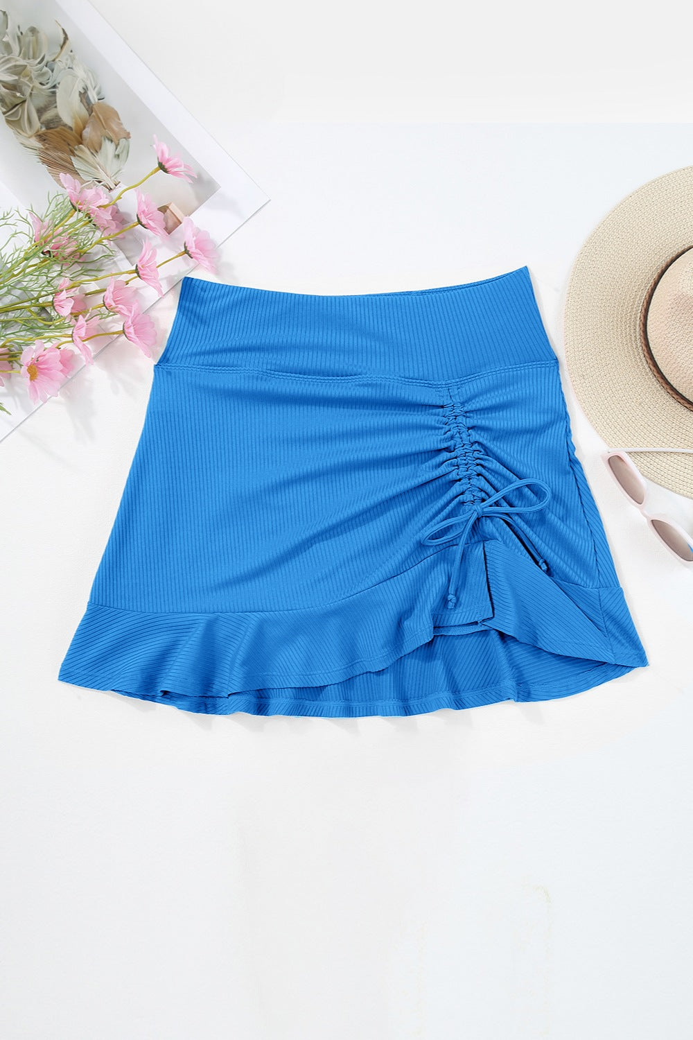 Ruched Elastic Waist Swim Skirt - The Boutie Shop