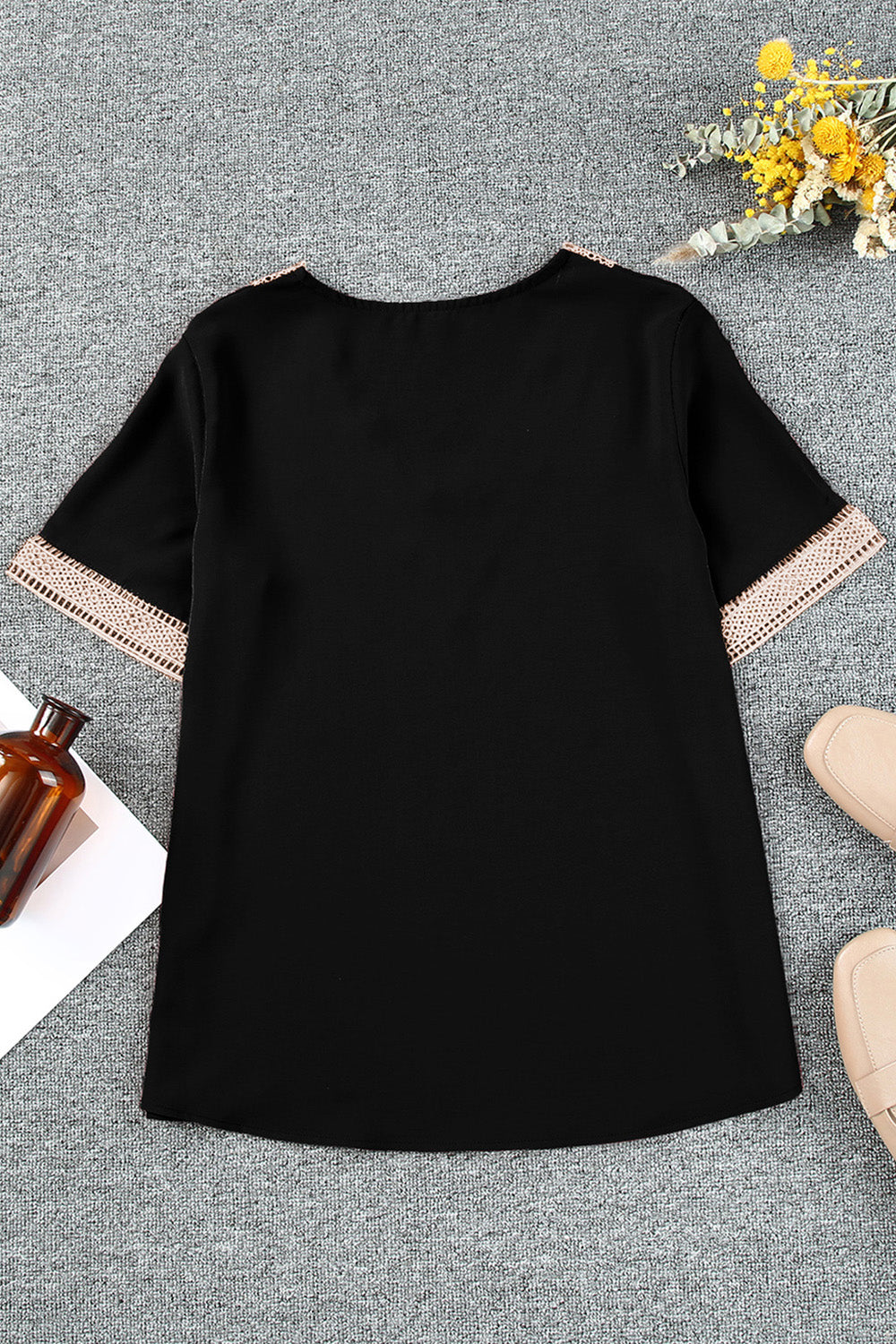 Plus Size V-Neck Short Sleeve Blouse - The Boutie Shop