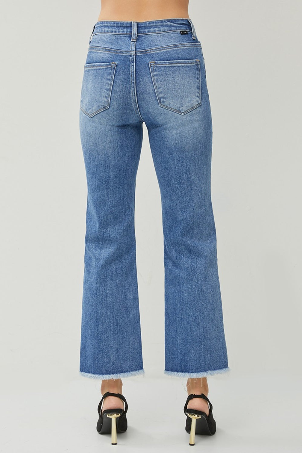 RISEN High Waist Raw Hem Slit Straight Jeans - The Boutie Shop