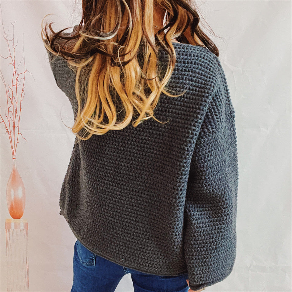 Openwork Boat Neck Long Sleeve Sweater - The Boutie Shop