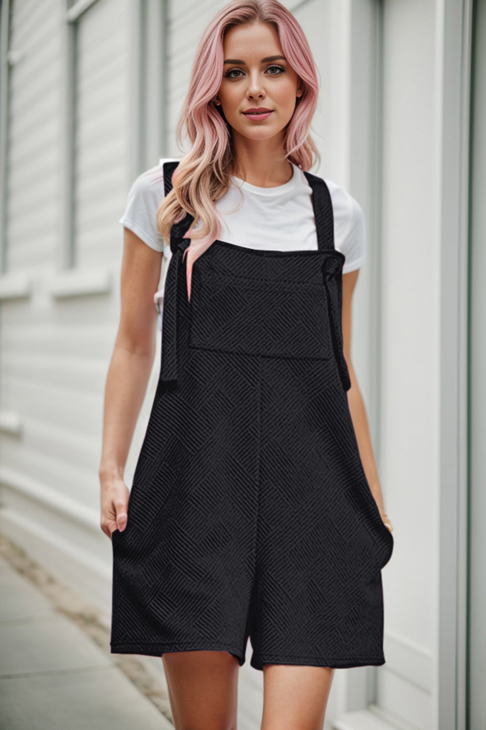 Textured Overall with Pockets - The Boutie Shop