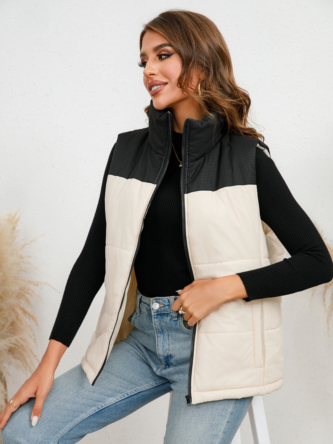 Two-Tone Zip-Up Vest