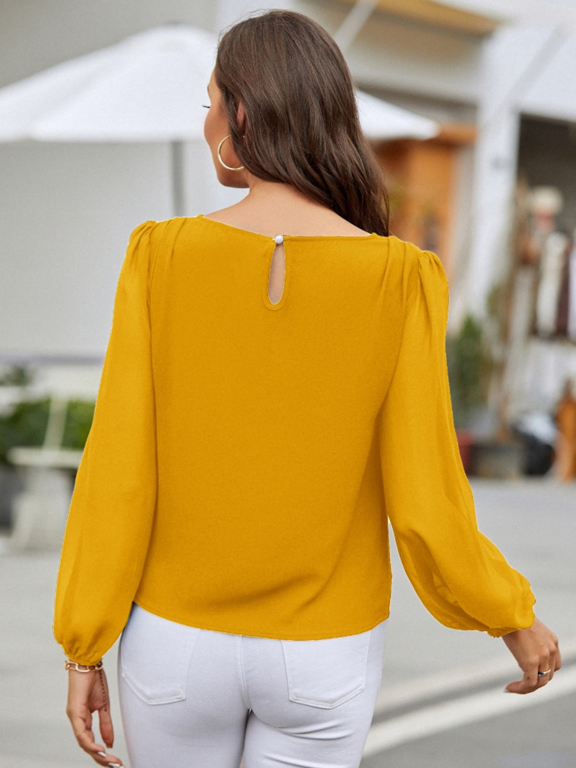 Round Neck Long Sleeve Blouse - The Boutie Shop