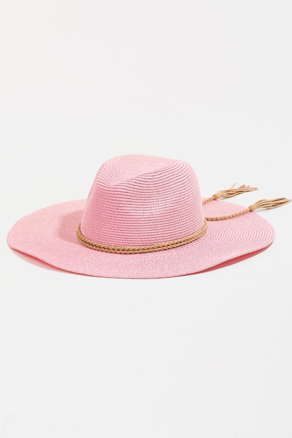 Fame Straw Braided Rope Strap Fedora Hat - The Boutie Shop