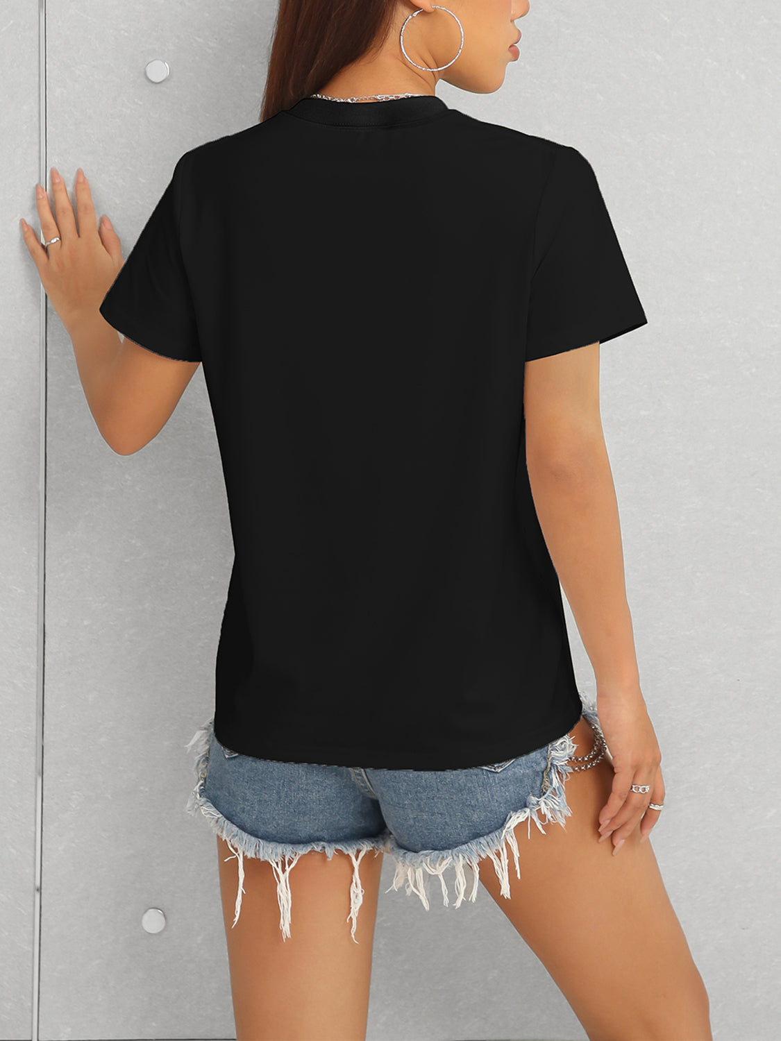 Graphic Round Neck Short Sleeve T-Shirt - The Boutie Shop