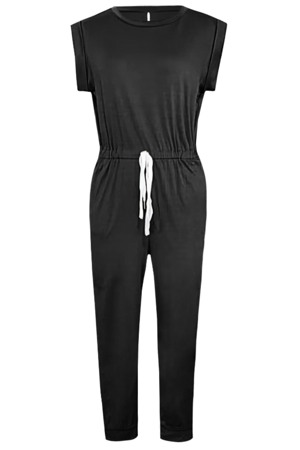 Drawstring Round Neck Sleeveless Jumpsuit - The Boutie Shop