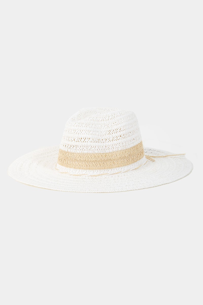 Fame Contrast Straw Braided Sun Hat - The Boutie Shop