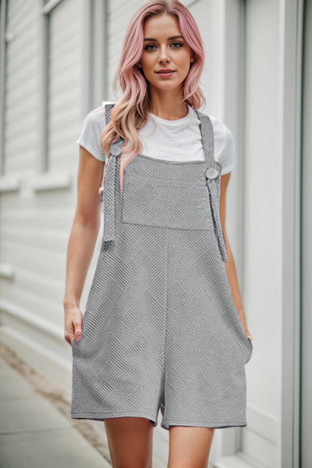 Textured Overall with Pockets - The Boutie Shop