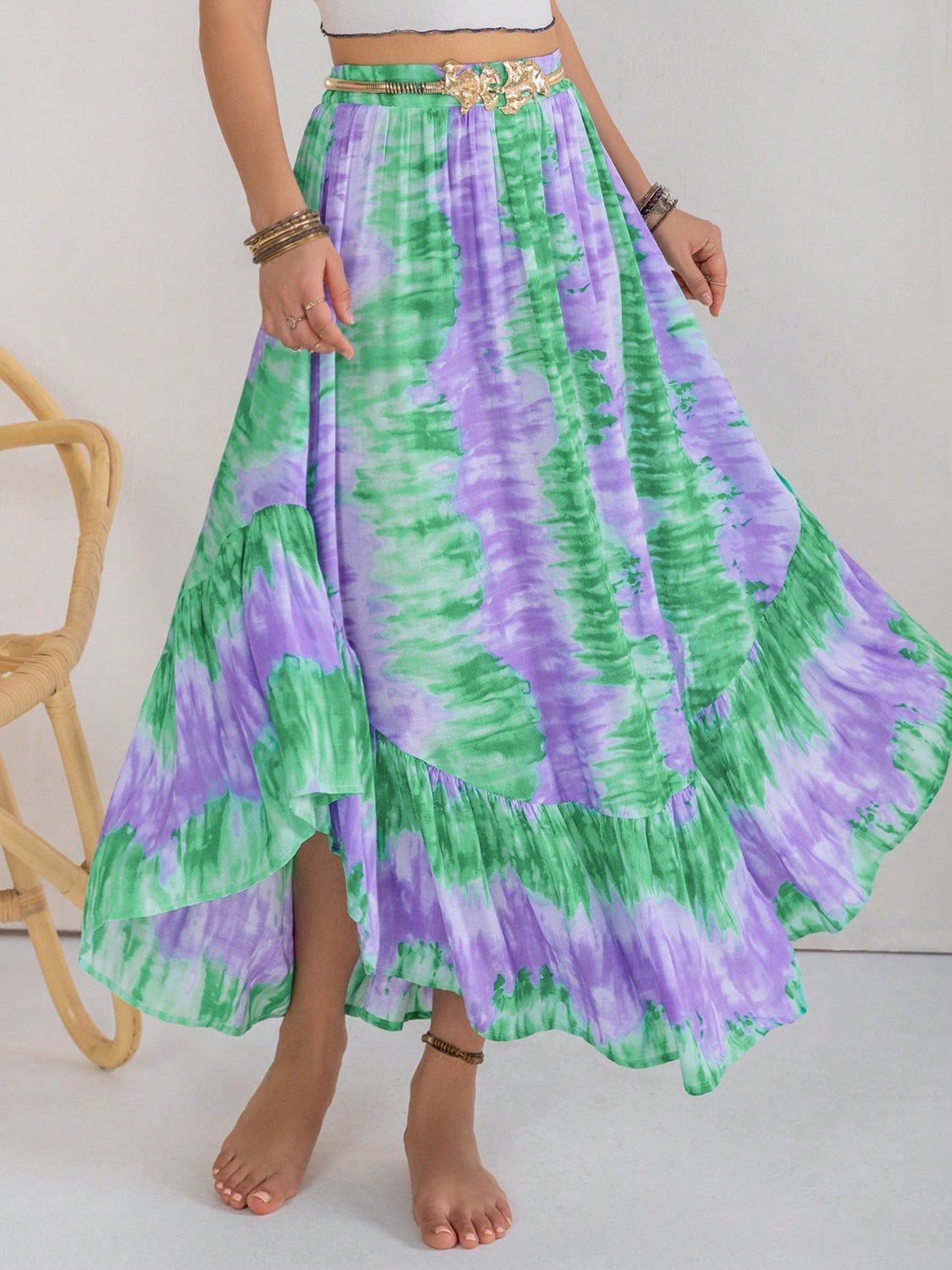 Tie-Dye Ruffle Hem Skirt - The Boutie Shop