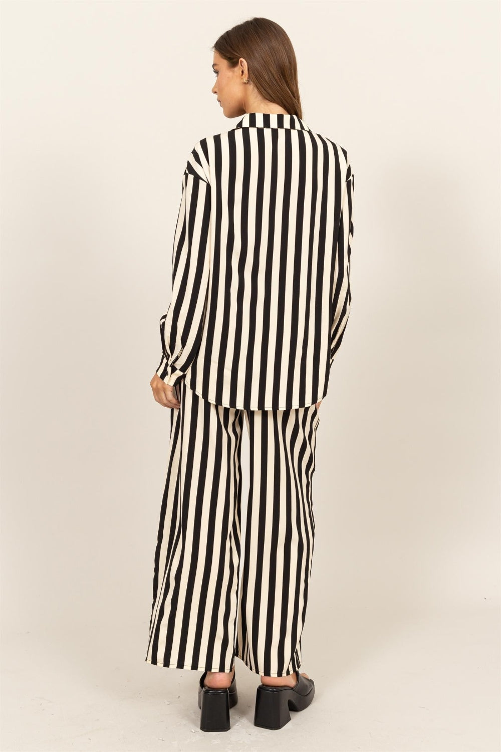 HYFVE Striped Button Up Shirt and Pants Set - The Boutie Shop