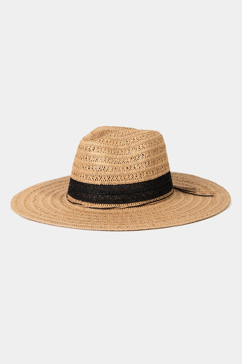 Fame Contrast Straw Braided Sun Hat - The Boutie Shop