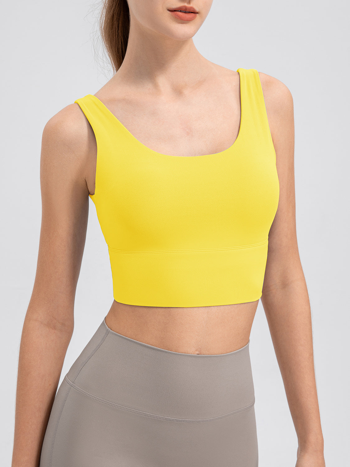 Scoop Neck Wide Strap Active Tank - The Boutie Shop