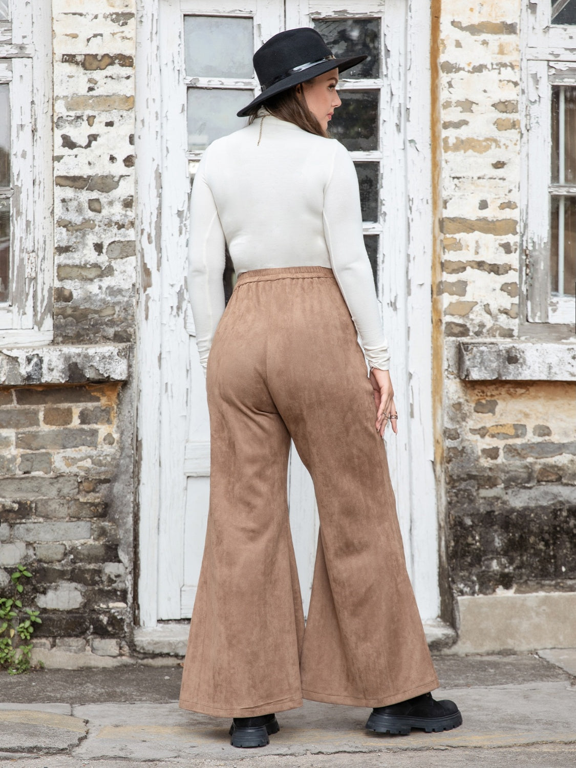 Plus Size Pocketed Flare Pants - The Boutie Shop