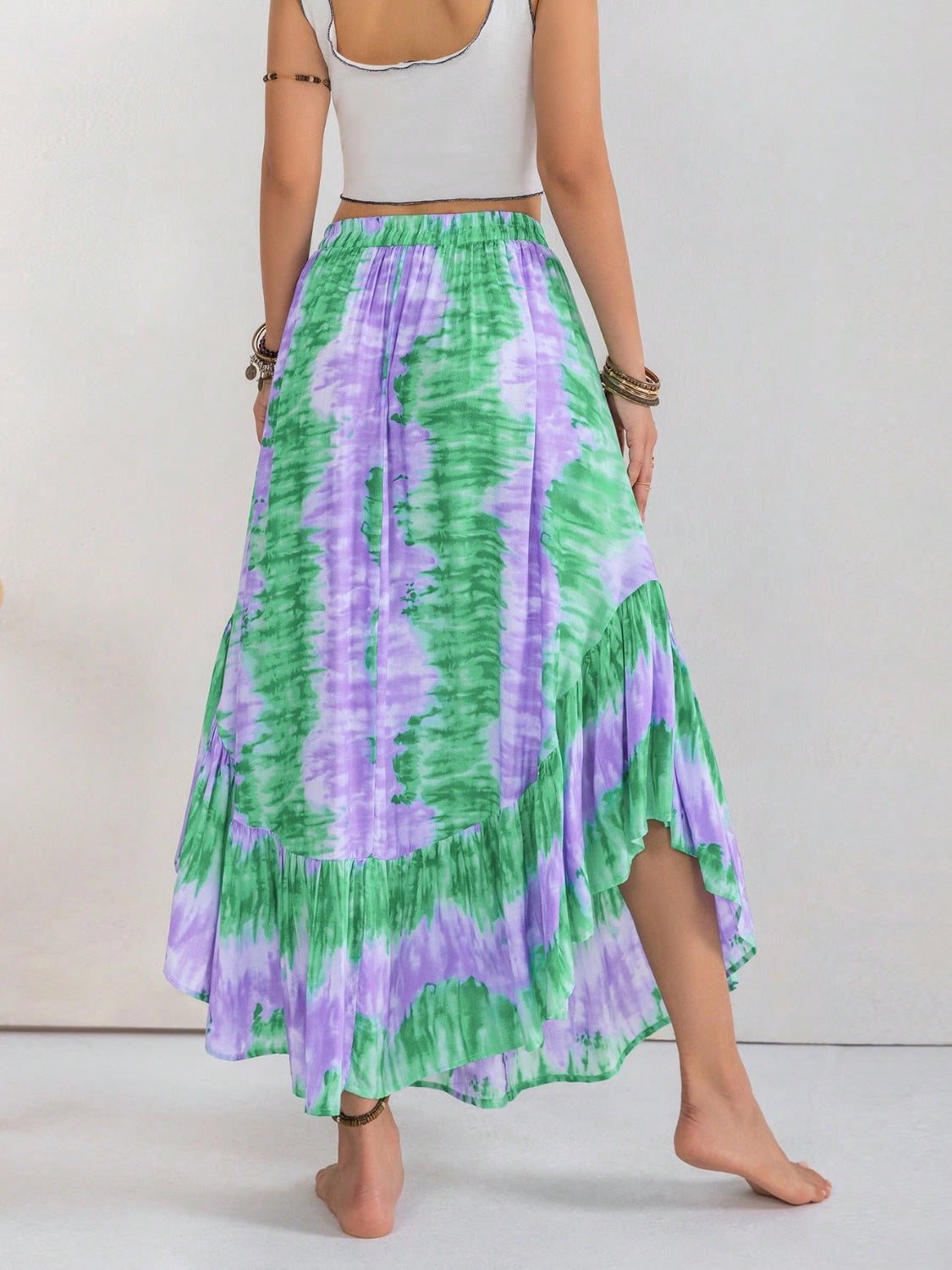 Tie-Dye Ruffle Hem Skirt - The Boutie Shop