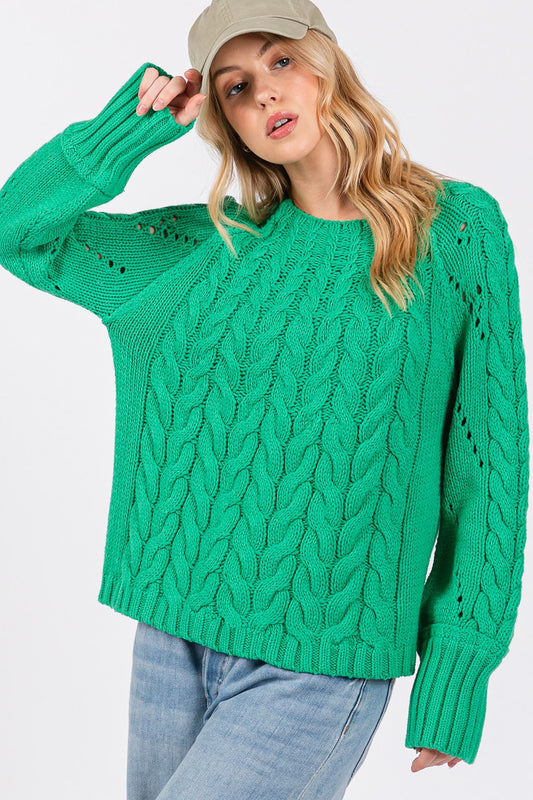 SAGE + FIG Cable-Knit Long Sleeve Sweater - The Boutie Shop