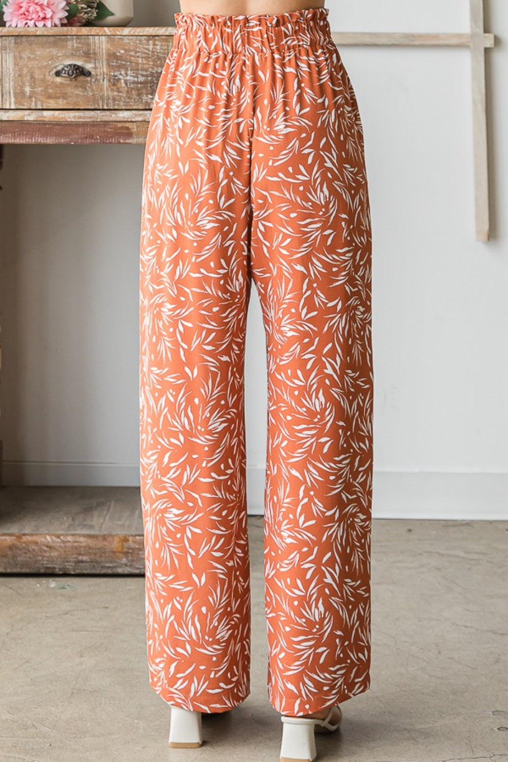 Heimish Full Size Printed Tied Straight Casual Pants - The Boutie Shop