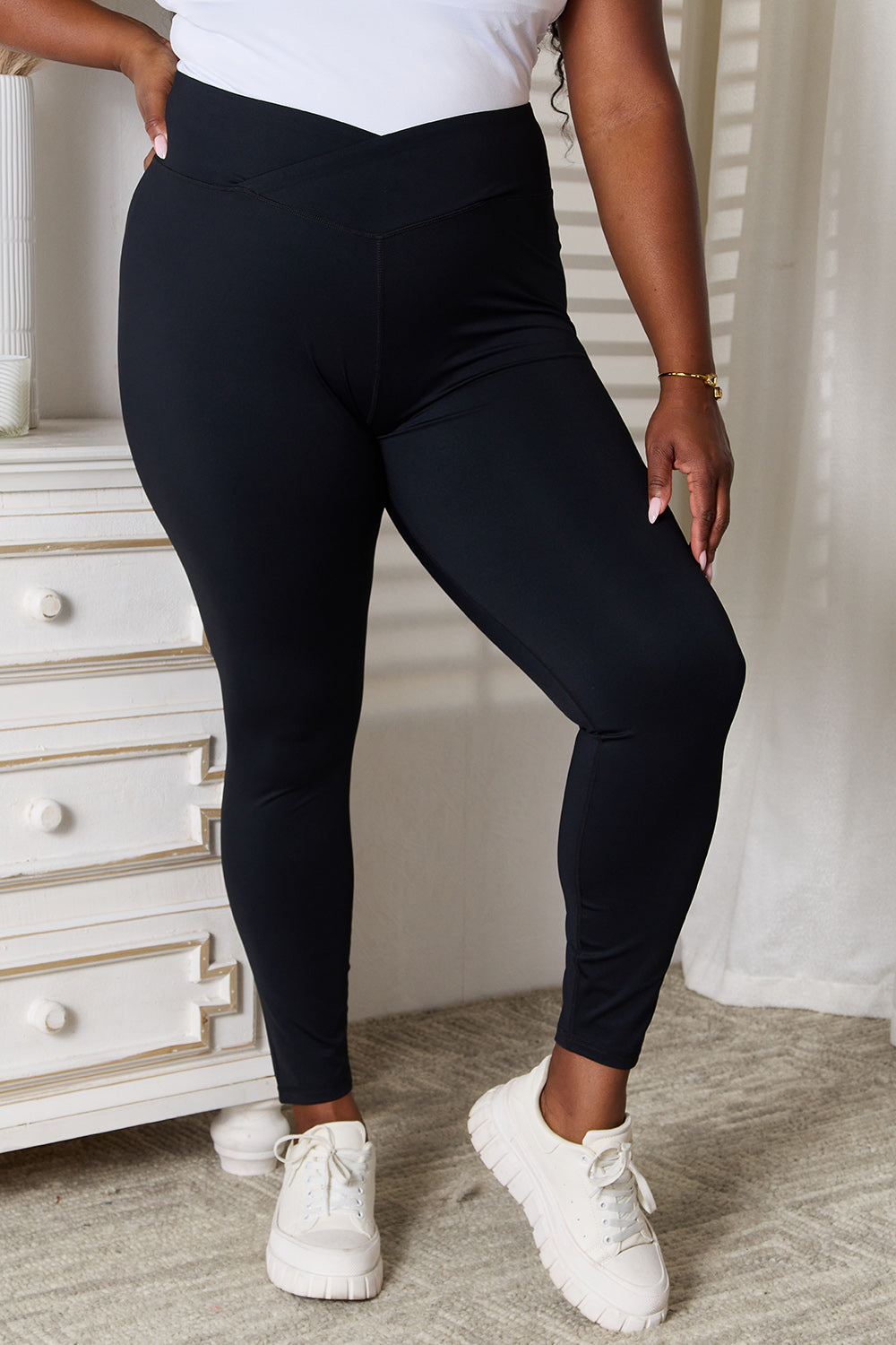 Basic Bae V-Waistband Sports Leggings - The Boutie Shop