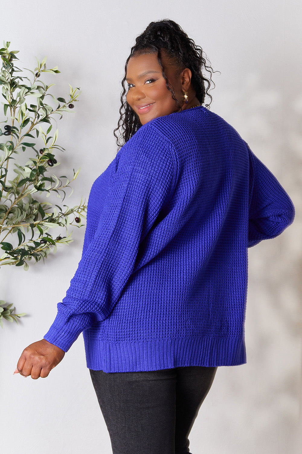 Zenana Full Size Waffle-Knit Open Front Cardigan - The Boutie Shop