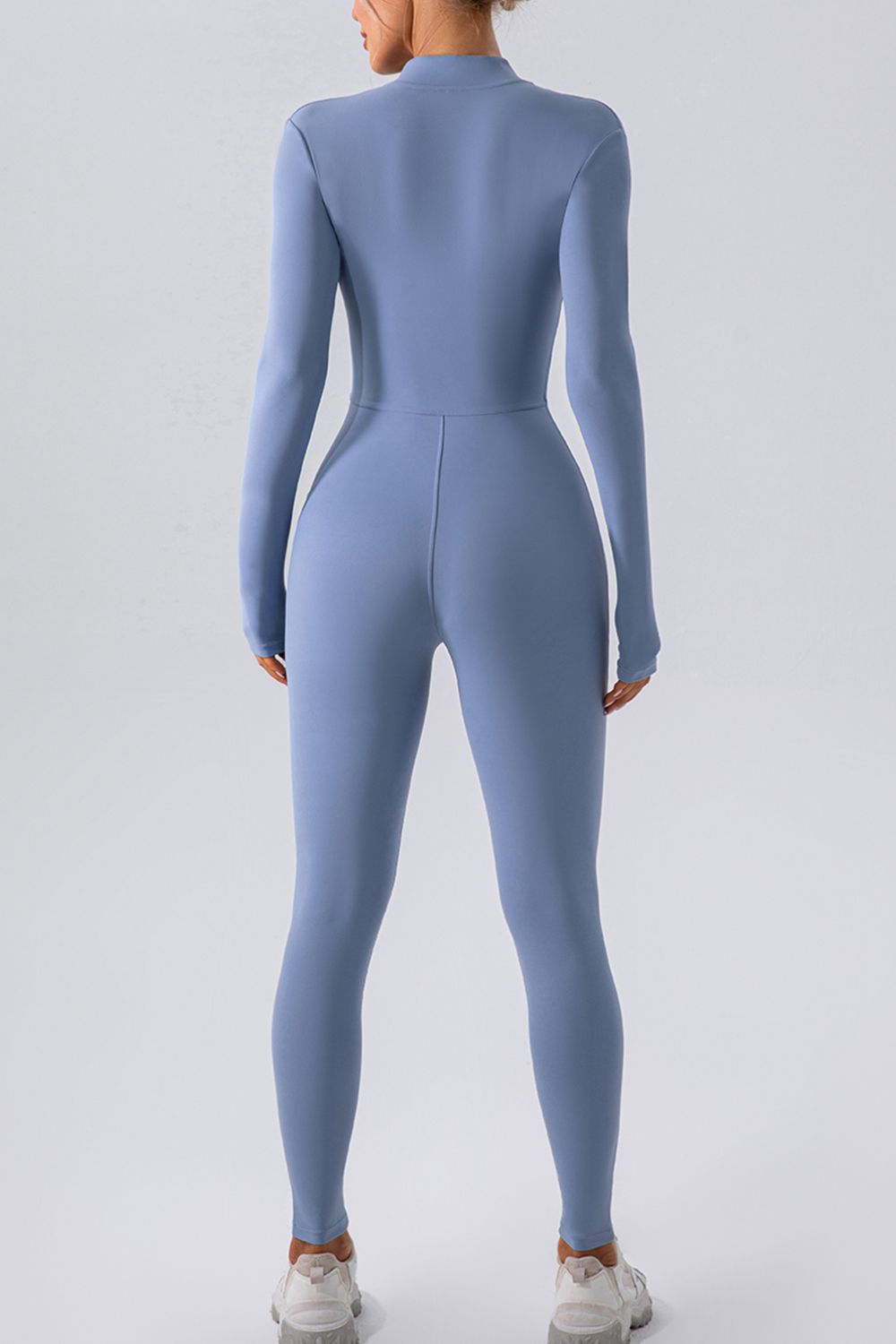 Half Zip Mock Neck Active Jumpsuit - The Boutie Shop