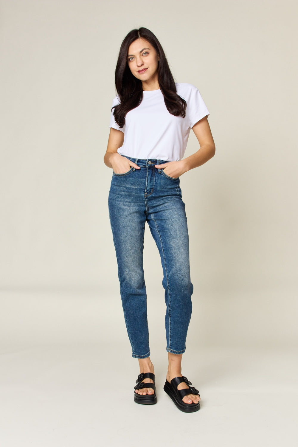 Judy Blue Full Size Tummy Control High Waist Slim Jeans - The Boutie Shop