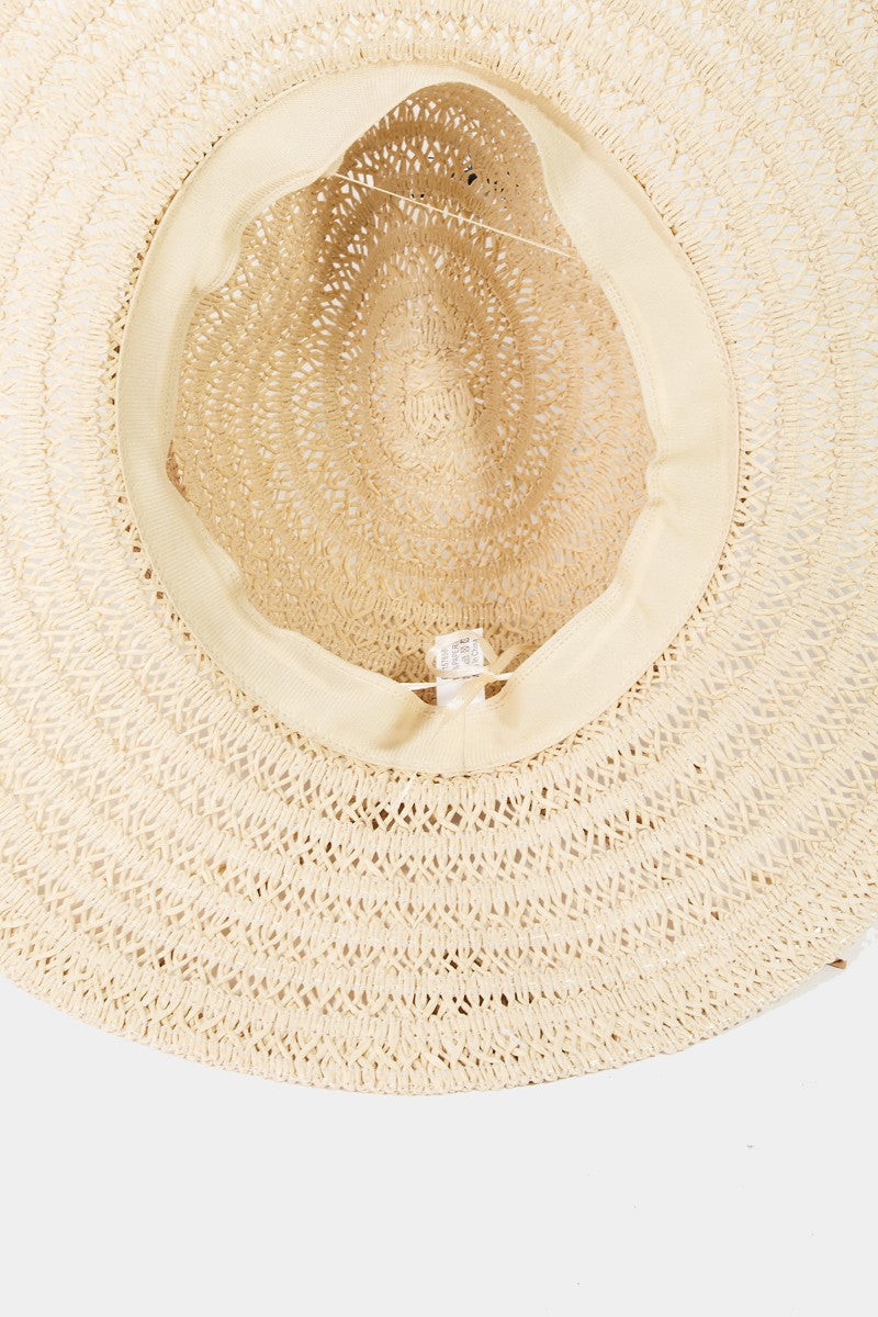 Fame Contrast Straw Braided Sun Hat - The Boutie Shop