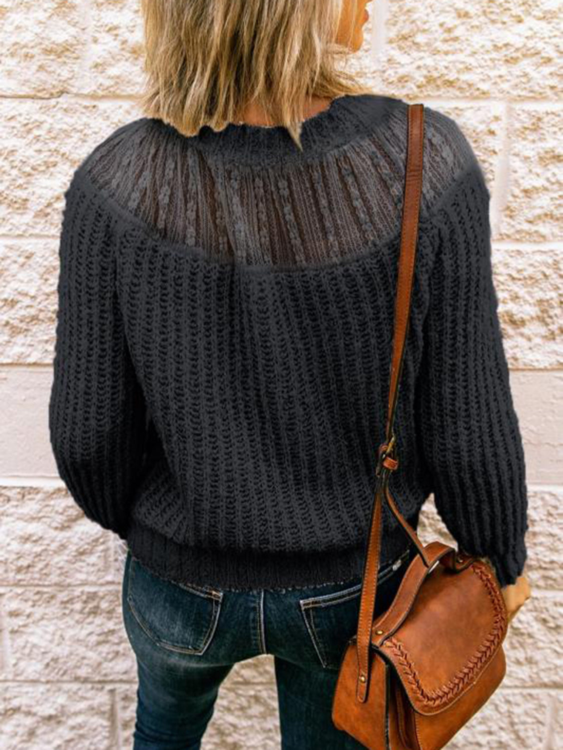 Round Neck Rib-Knit Sweater - The Boutie Shop