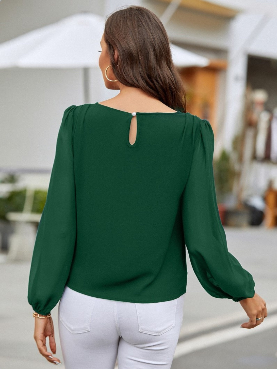 Round Neck Long Sleeve Blouse - The Boutie Shop