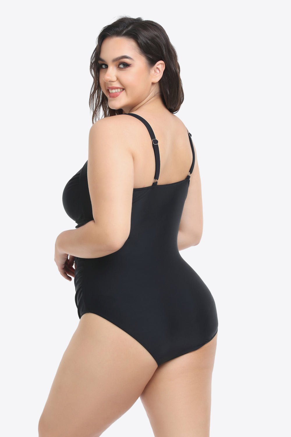 Plus Size Sleeveless Plunge One-Piece Swimsuit - The Boutie Shop