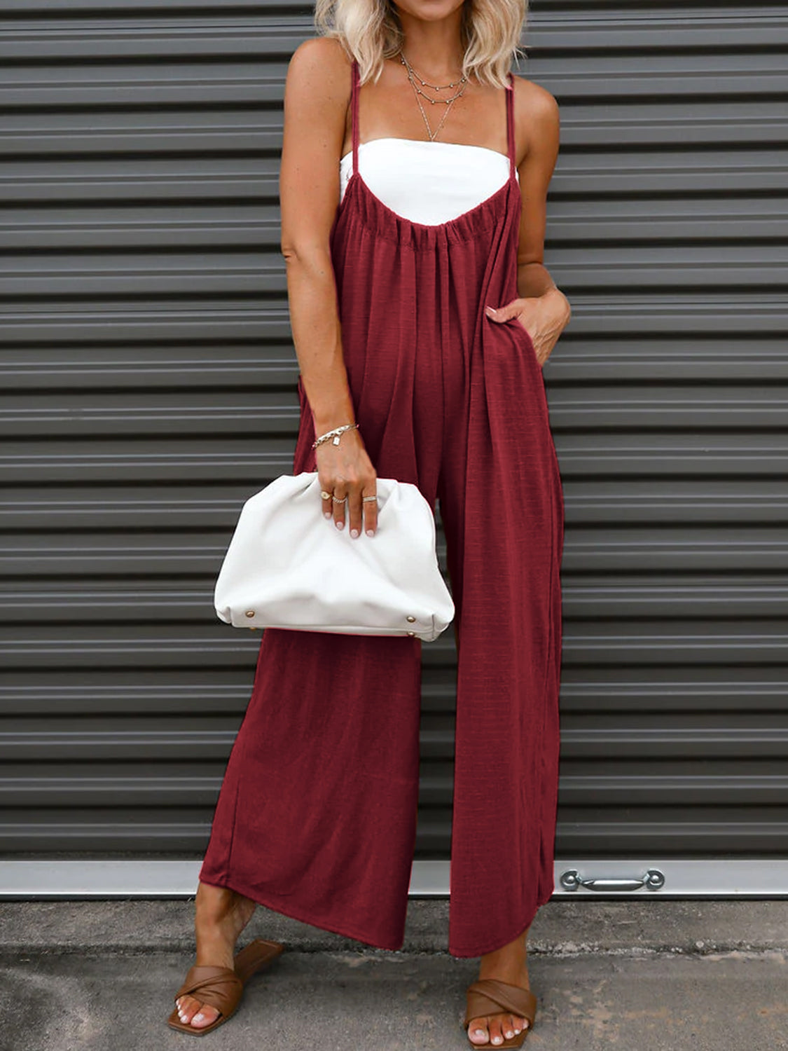 MeiMei Ruched Spaghetti Strap Jumpsuit - The Boutie Shop