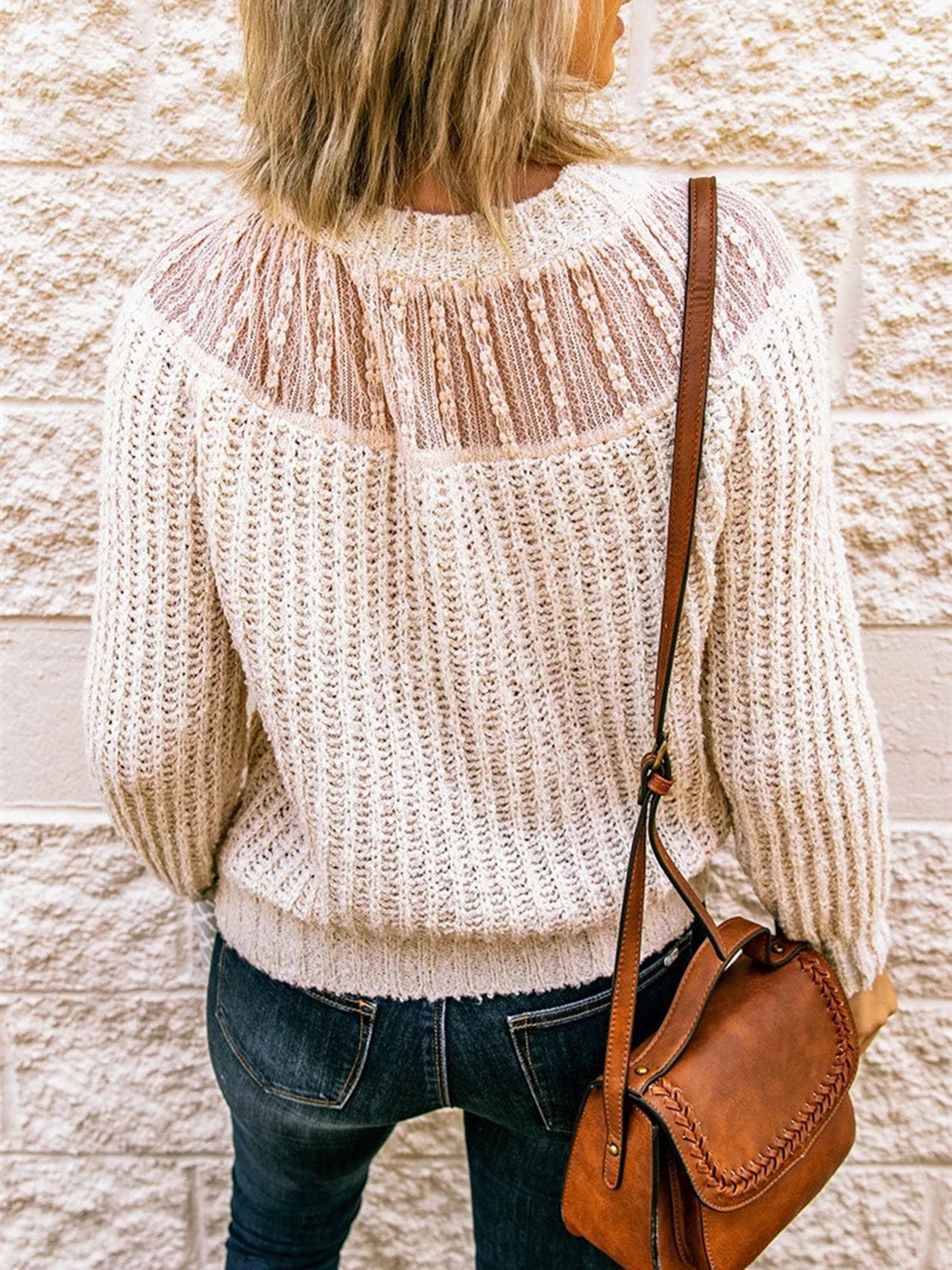 Round Neck Rib-Knit Sweater - The Boutie Shop